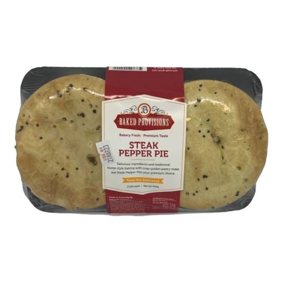 Baked Provisions Steak & Pepper Pie (2 Pack) 420g