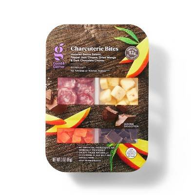 Good & Gather Genoa Salami Pepper Jack Cheese Dried Mango Dark Chocolate Chunks (3 oz)