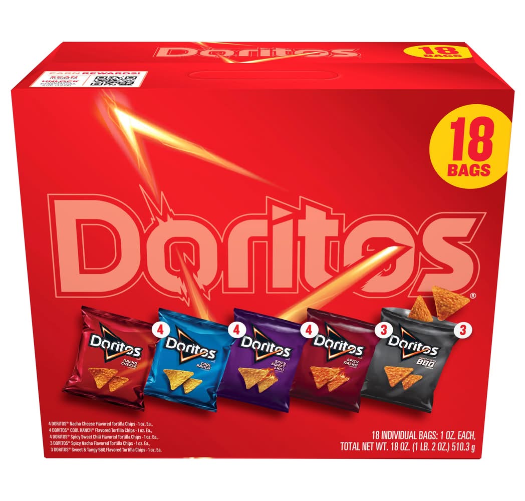 Doritos Tortilla Chips Variety pack, Assorted (18 x 1 oz)