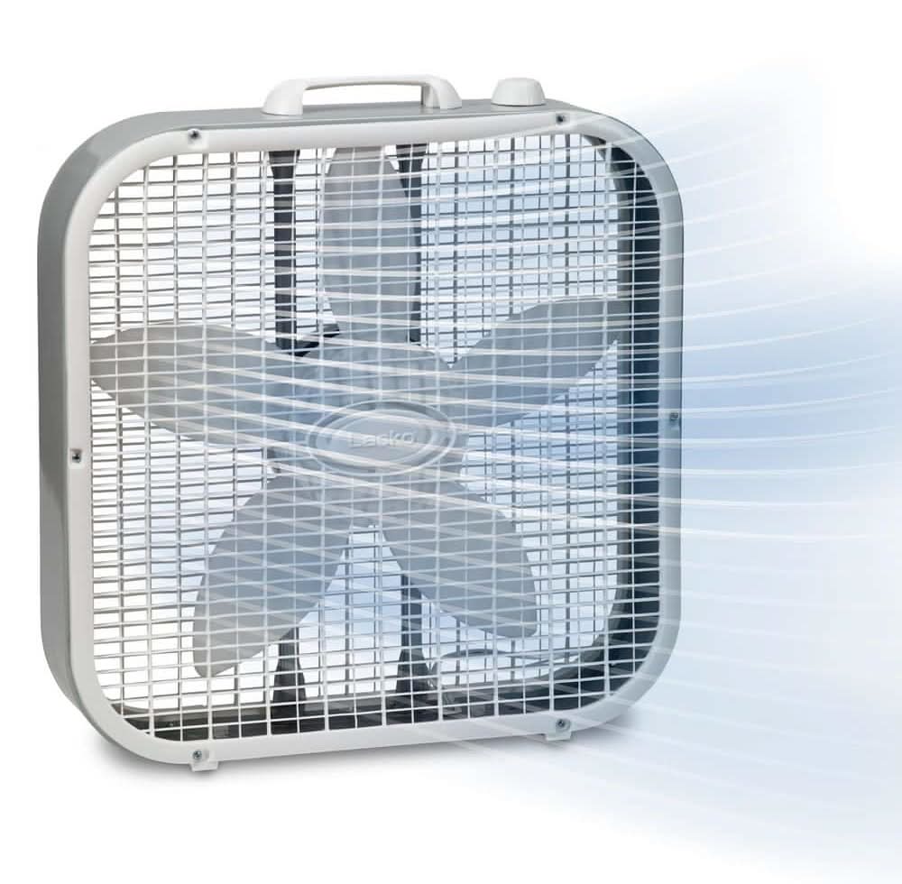 Lasko Box Fan With Savesmart Technologyandle, 20 In, White