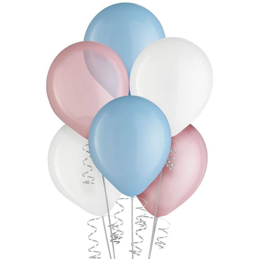 Uninflated 15ct, 11in, Gender Reveal 3-Color Mix Latex Balloons