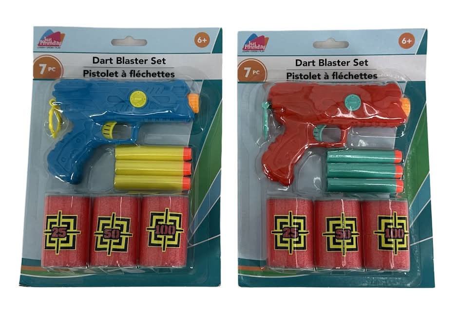 Just Pretending Dart Blaster Set, Assorted Colors, 7-pc Pack.
