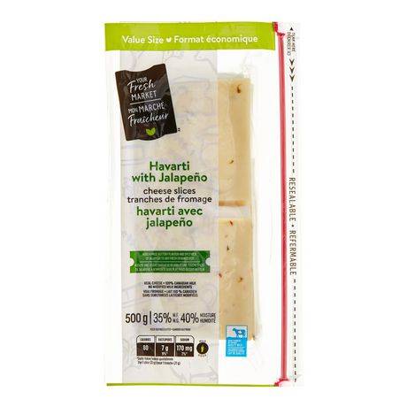 Your Fresh Market Havarti With Jalapeño Cheese Slices (500 g)