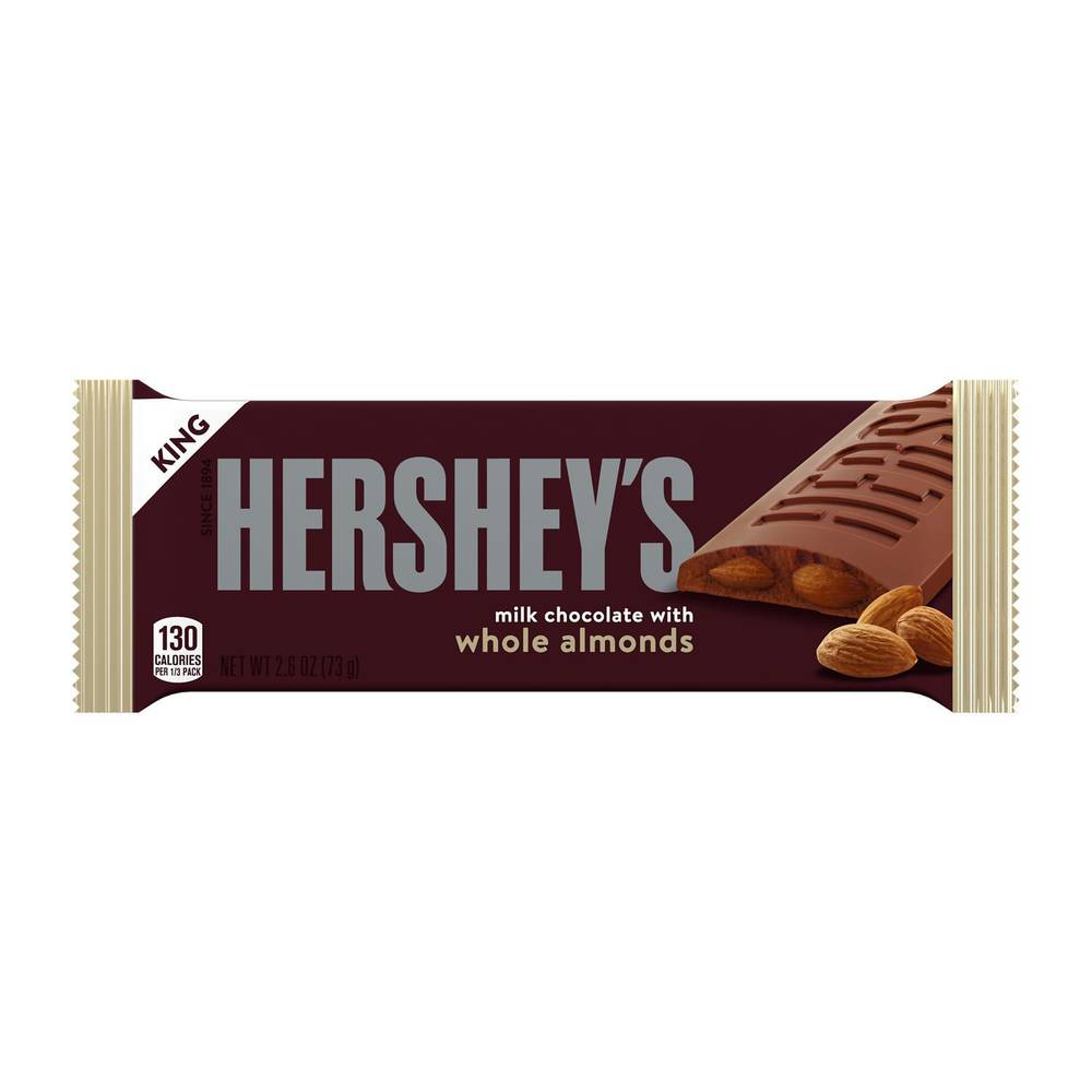 Hershey'S Milk Chocolate With Almonds Candy Bar, King Size ,2.6 Oz