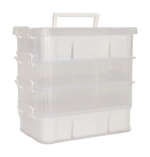 Everything Mary 4-Tier Stackable Craft Storage Box With Handle, Clear