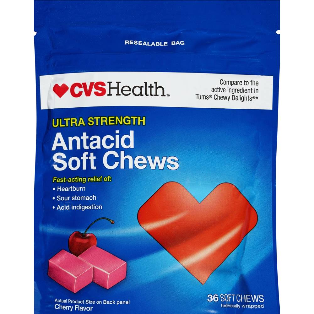 Cvs Health Ultra Strength Antacid Soft Chews, Cherry, 36 Ct