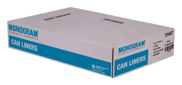Monogram Can Liner 40-45gal Capacity, 40X46 In, Black (100 ct)