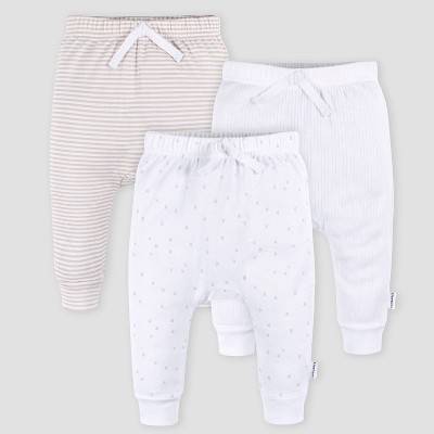 Gerber Baby Jogger Pants, Newborn, White (3 ct)
