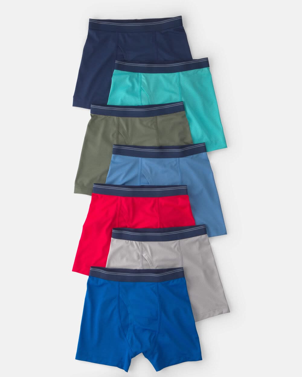 Boys 7-Pack Mesh Boxer Brief Underwear - Blue/Grey/Navy - 14
