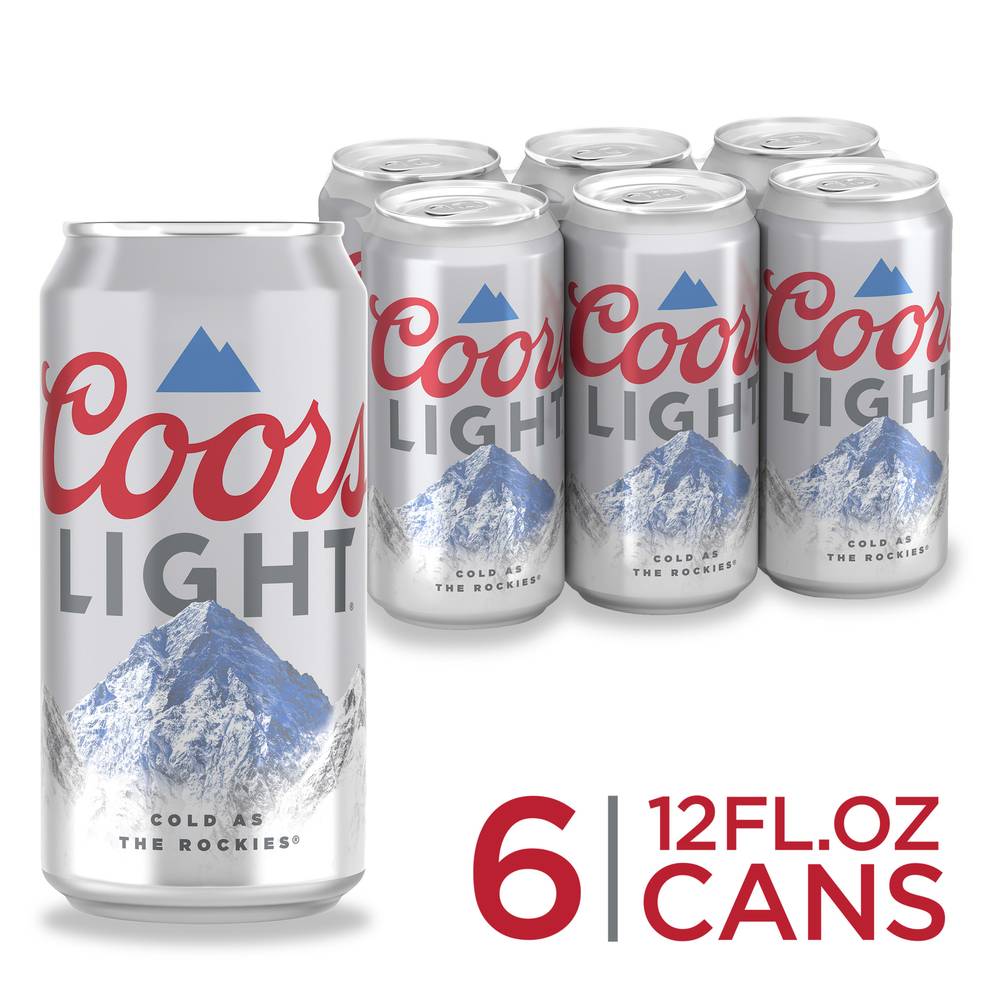 Coors Light American Lager Beer (6 ct, 12 fl oz)