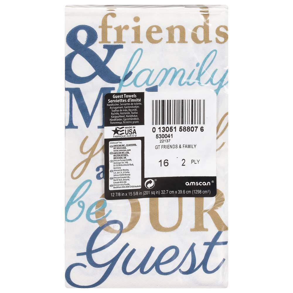 Amscan 2 Ply Friends & Family Guest Towels (size 32.7 cm x 39.6 cm (1298 sq cm))