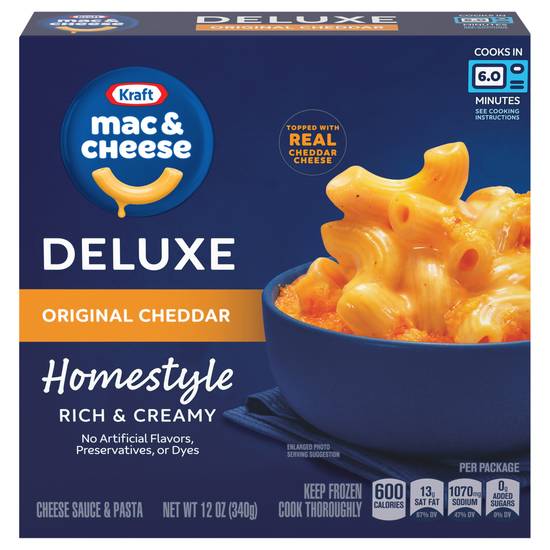 Kraft Deluxe Original Cheddar Home Style Mac & Cheese Sauce Meal