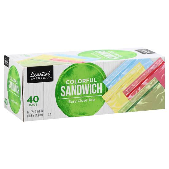 Essential Everyday Easy Close Top Colorful Sandwich Bags (40 ct)