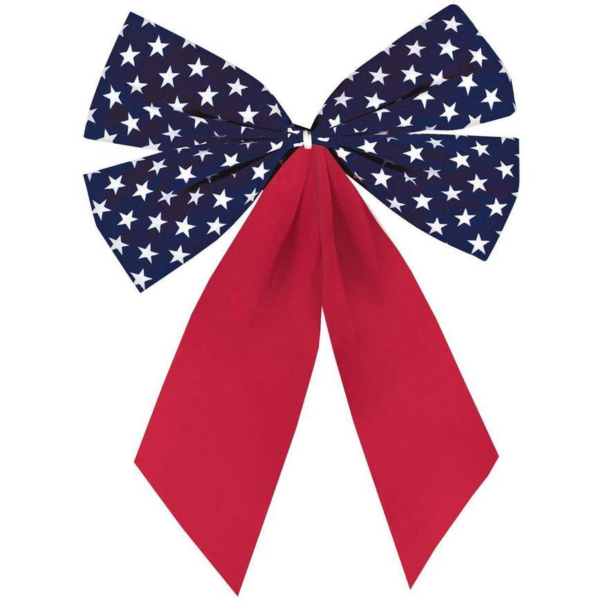 Party City Patriotic Flocked Bow (13in x 17.5in/red/white/blue)