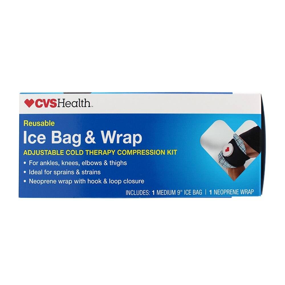 CVS Health Reusable Ice Bag & Wrap Adjustable Cold Therapy Compression Kit, Medium 9"
