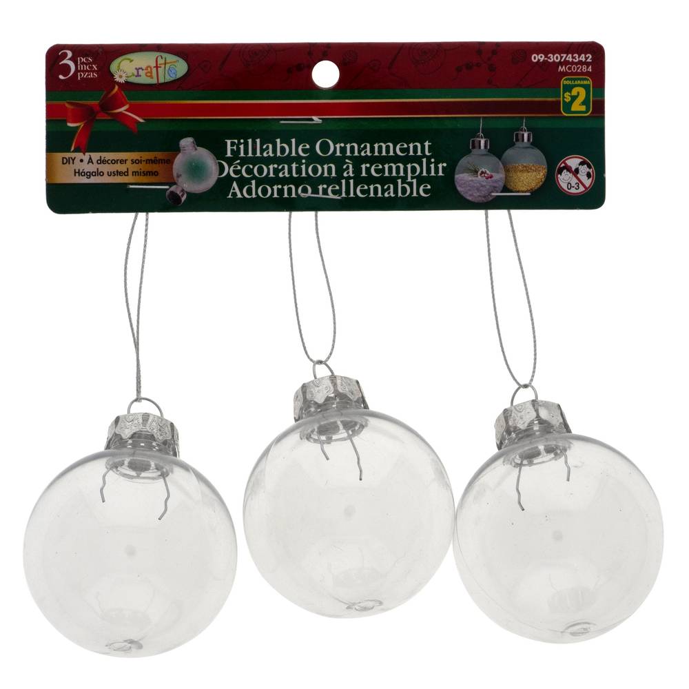 Crafts Xmas Clear Diy Plastic Ball Ornament (3 ct)