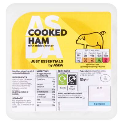 Asda Just Essentials Cooked Ham With Added Water