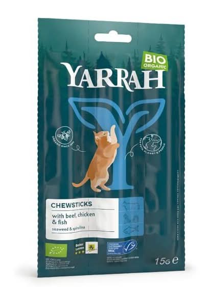 Stick chat à mâcher viande  x3 15g - Yarrah - BIO