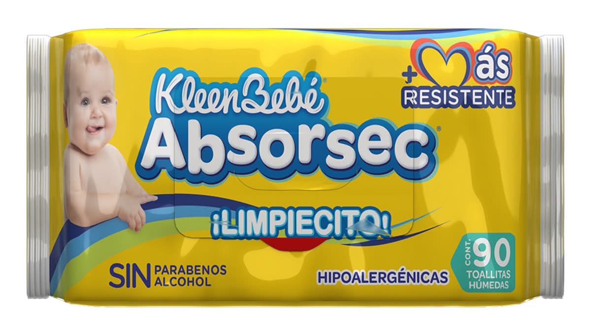 KleenBebé · Absorsec toallitas húmedas para bebé ¡limpiecito! sin alcohol (90 un)