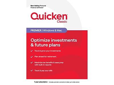 Quicken Classic Premier for 1 User, Windows/Mac/Android/iOS, Product Key Card (170454)