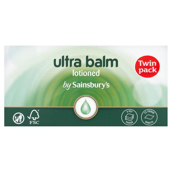 Sainsbury's Ultra Balm 3 Ply Tissues Twin Pack x80 Sheets