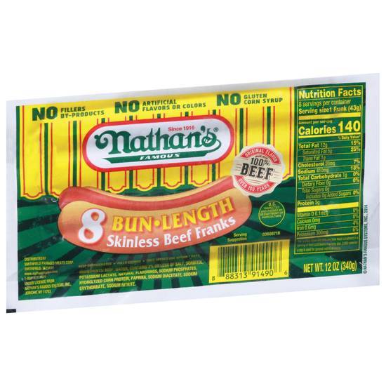 Nathan's Bun Length Skinless Beef Franks