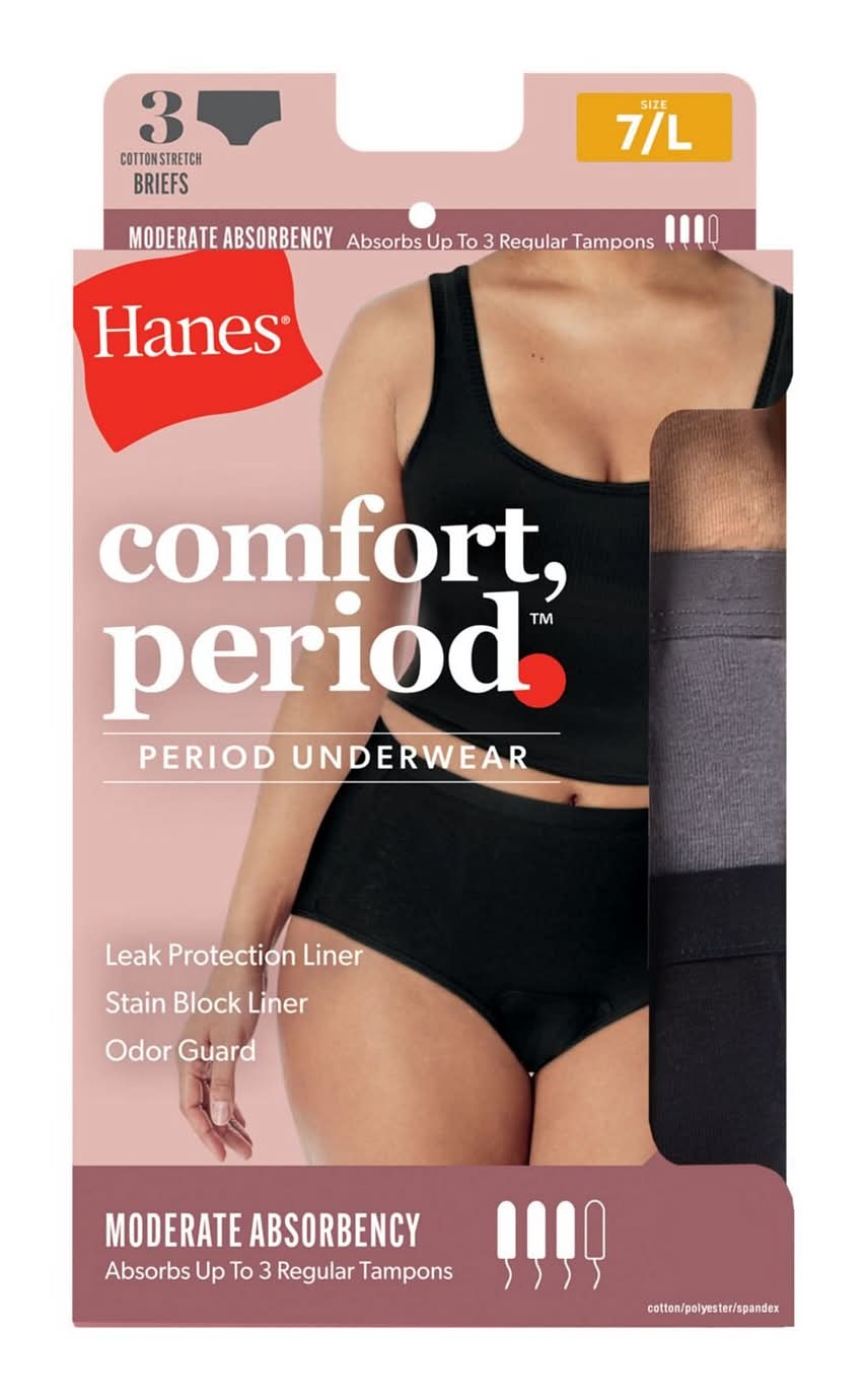 Hanes Comfort Period Underwear, L (3 ct)