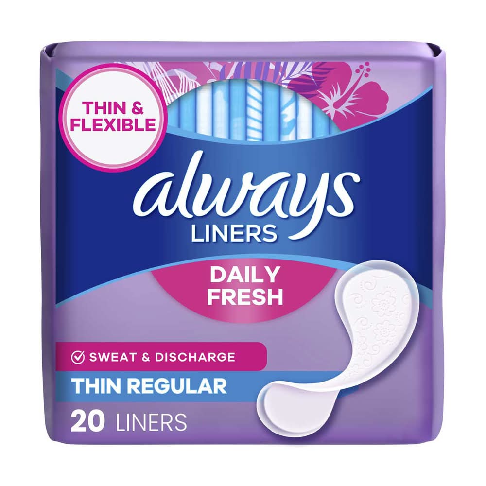 Always Thin Daily Liners Regular Absorbency Unscented 20 Ct