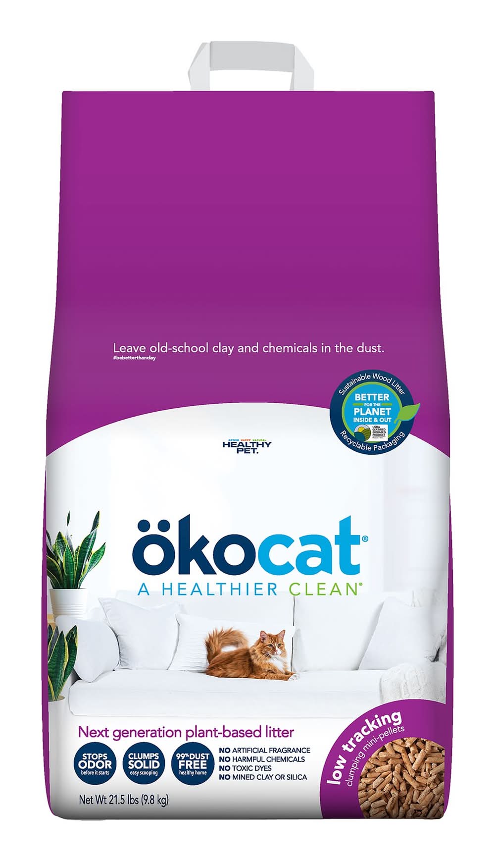 Okocat® Less Mess Clumping Wood Cat Litter - Low Dust, Low Tracking, Natural (Size: 21.5 Lb)