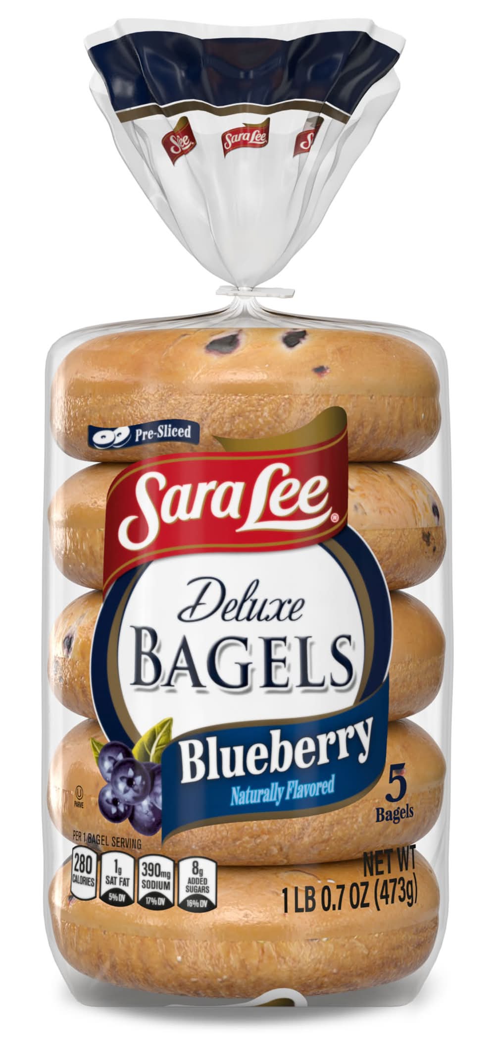 Sara Lee Deluxe Bagels, Blueberry (1 lbs, 5 ct)