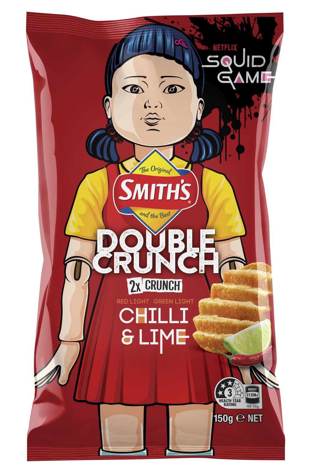 Smith's Double Crunch Potato Chips, Chili & Lime (150g)