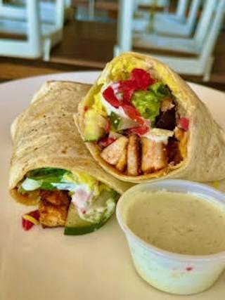 Burrito wrap with chicken and hummus
