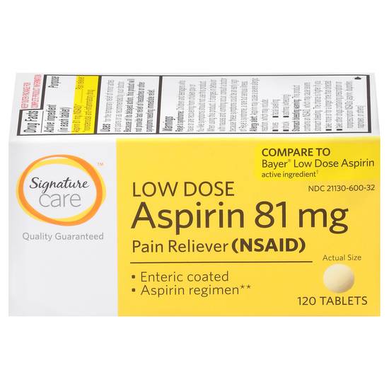 Signature Care Pain Relief Low Dose 81 mg Aspirin Nsaid (120 ct)