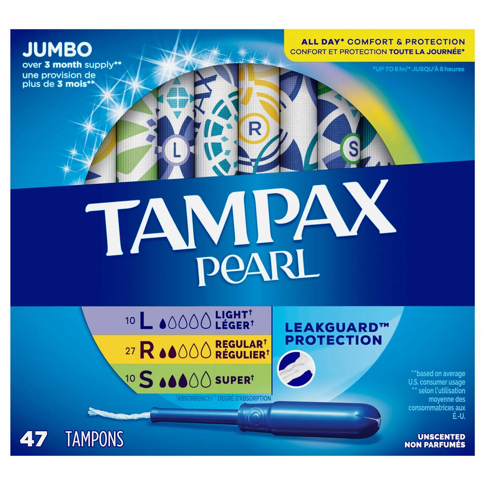 Tampax Pearl Mixed Sizes Tampons (0.7 lbs, 47 ct)