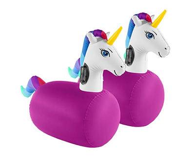 White & Purple Inflatable Ride-On Hop 'n Go Unicorns, 2-Pack