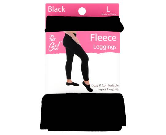 On the Go! Fleece Leggings, Large, Black