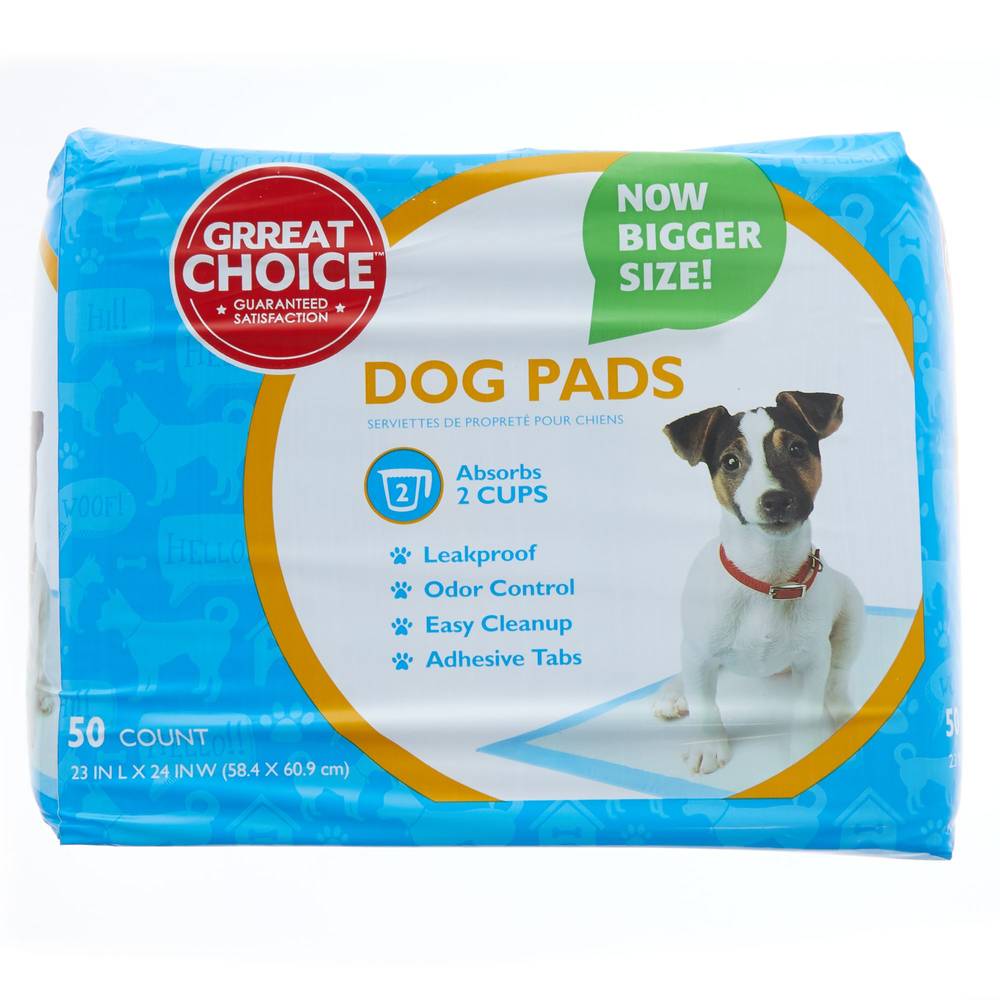 Great Choice Dog Pads Absorbs 2 Cups, 23 in x 24 in (50 ct)