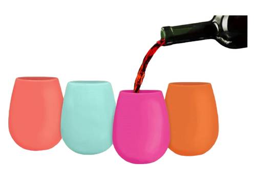 Shark Skinzz Silicone Wine Glasses Cups (4 ct)