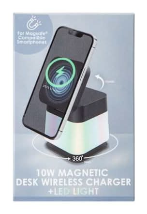 Magnetic Desk Wireless Charger + LED Light 10W Black