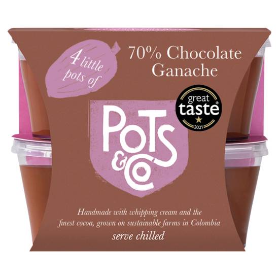 Pots & Co Little Pots Of 70% Chocolate Ganache (4 pack)