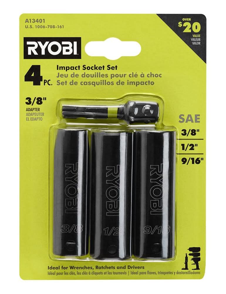 Ryobi 3/8 In. Drive Sae Impact Socket Set (4-Piece)