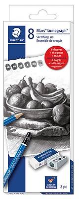 Staedtler Mars Lumograph Erasable Drawing Pencils, Assorted Colors, 8/Pack (61 100C8LU)