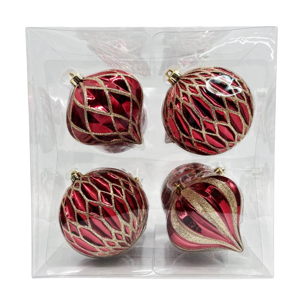 Holiday Living 8-count Multi Red and Gold Shatterproof Ornament Set | 014-906-2