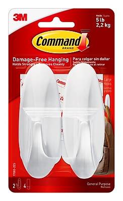 Command Large Designer Hooks Value Pack, White, 2 Hooks, 4 Strips/Pack (17083-2ES)