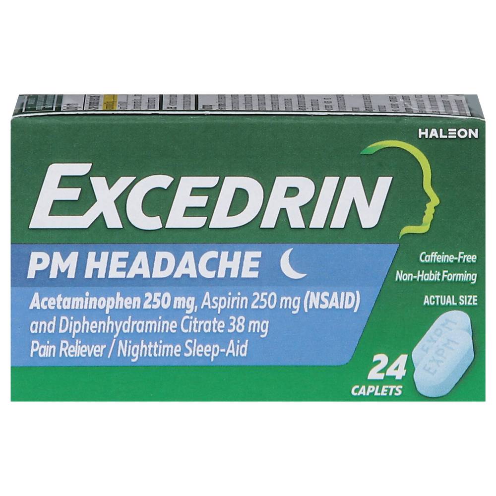 Excedrin Pm Pain Reliever and Nighttime Sleep-Aid Caplets For Headache Relief (1.6 oz)