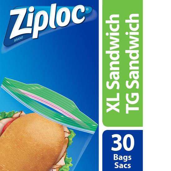 Ziploc très grands sacs à sandwich ziploc 30 (30 sacs) - grip'n seal xl sandwich (30 bags)