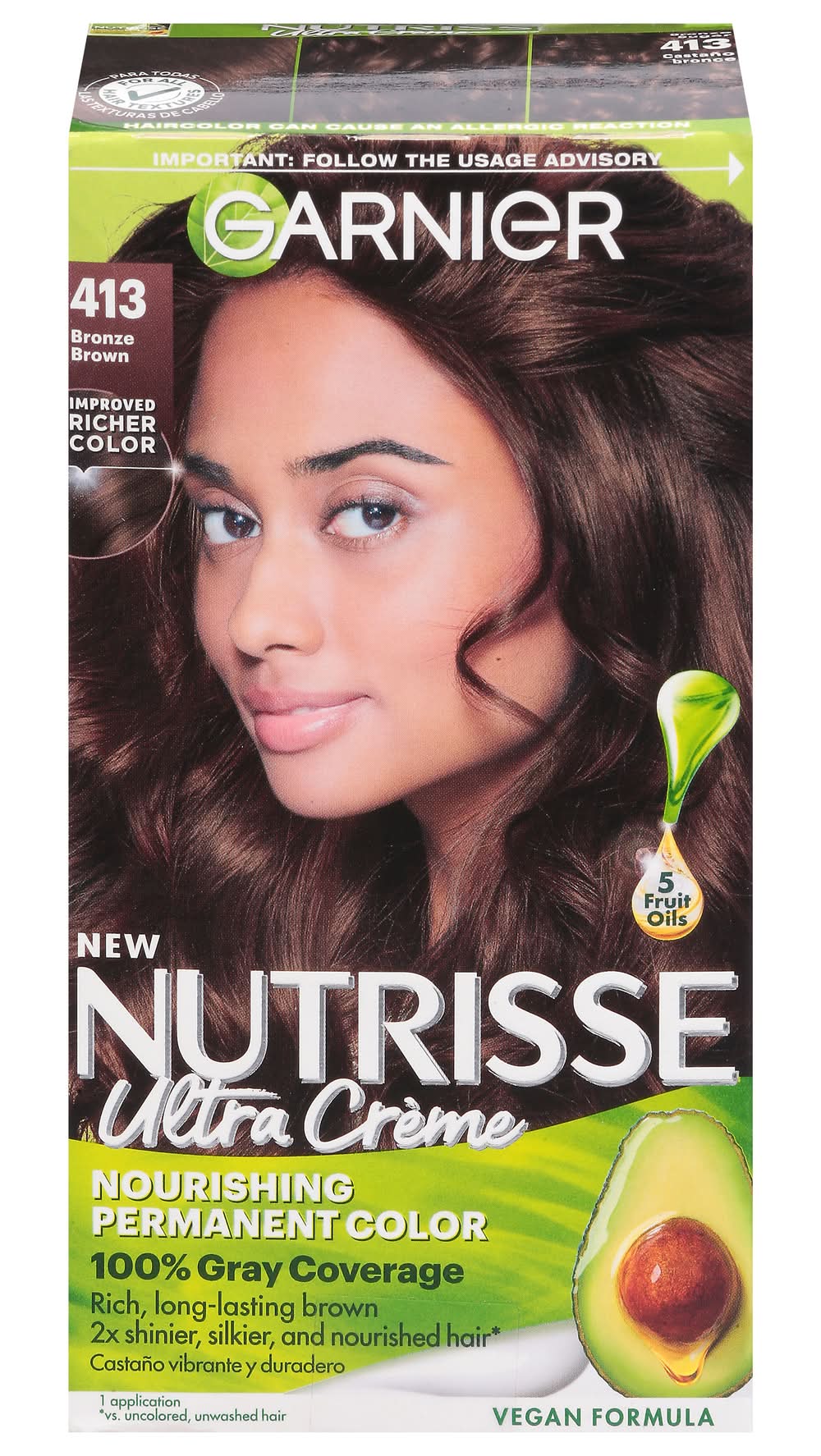 Garnier Nourishing Hair Color Creme, 413 Bronze Brown (7.04 oz)