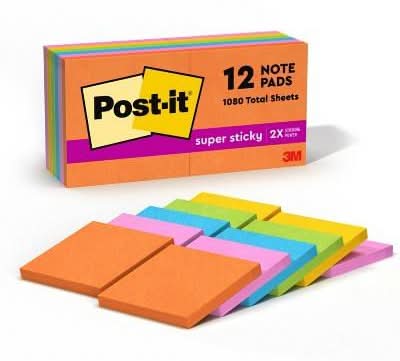 Post-It Super Sticky Notes Energy Boost Collection, Assorted (12 ct)