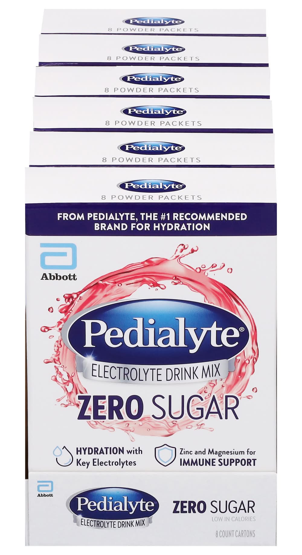 Pedialyte Zero Sugar Electrolyte Drink Mix, Strawberry (8 x 0.12 oz)