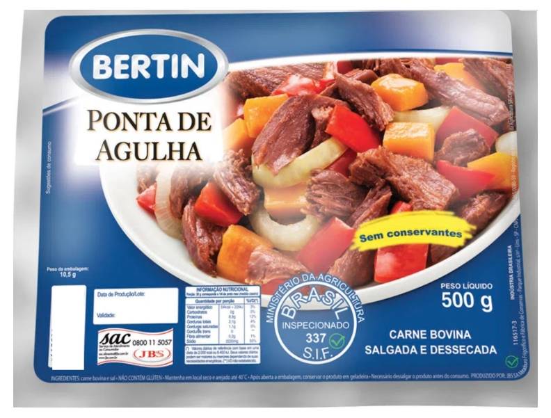 Bertin charque ponta de agulha (500g)